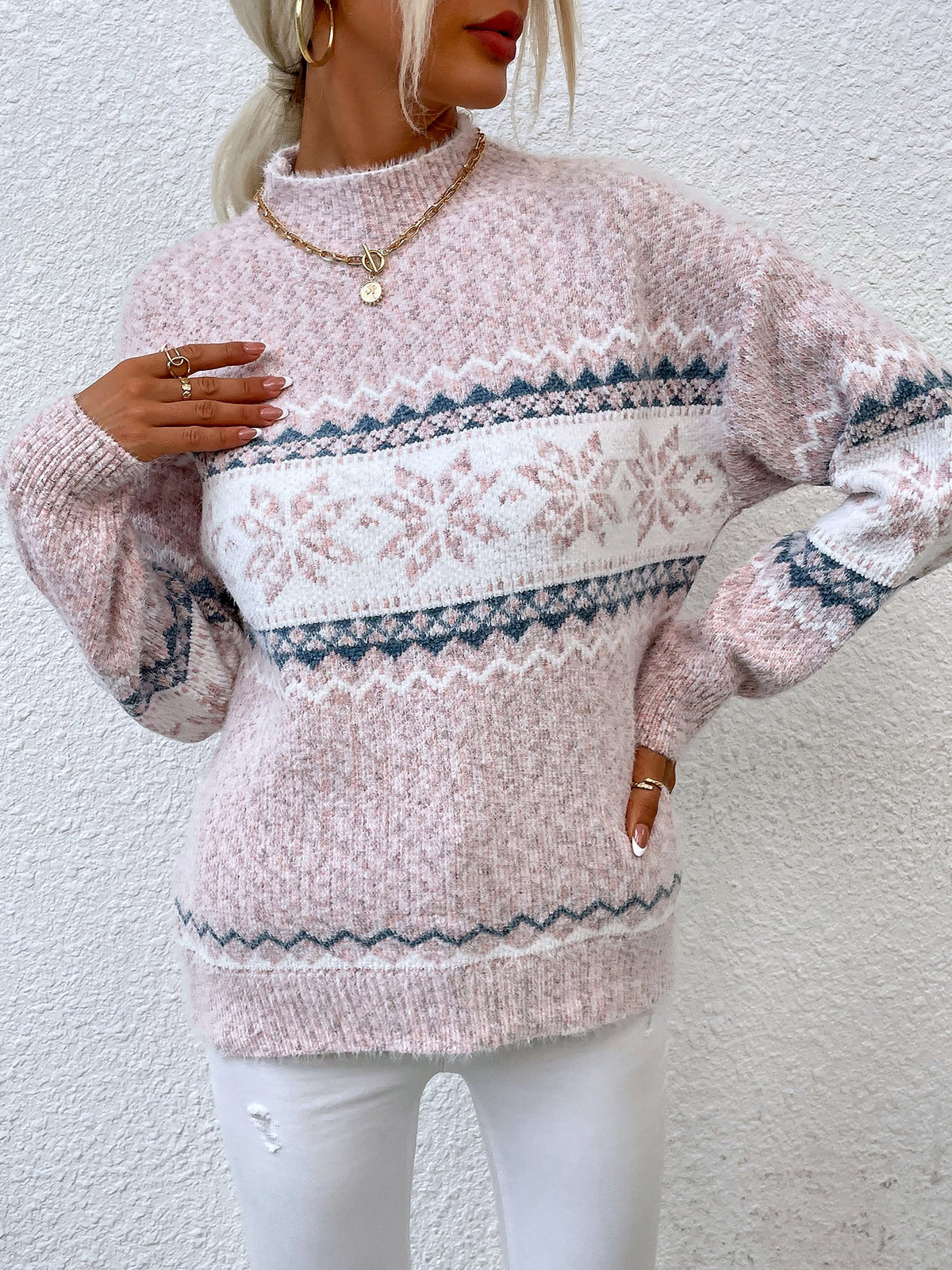 Women's Turtleneck Snowflake Sweater