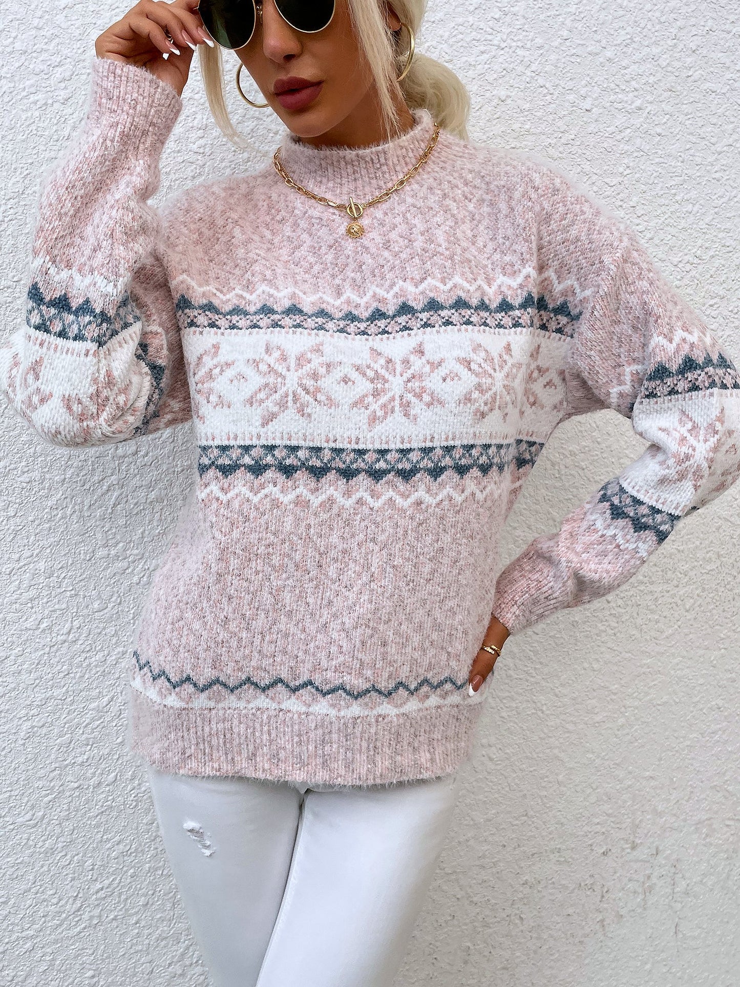 Women's Turtleneck Snowflake Sweater