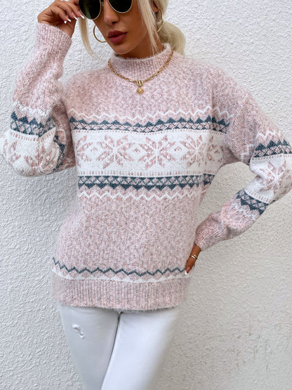 Women's Turtleneck Snowflake Sweater