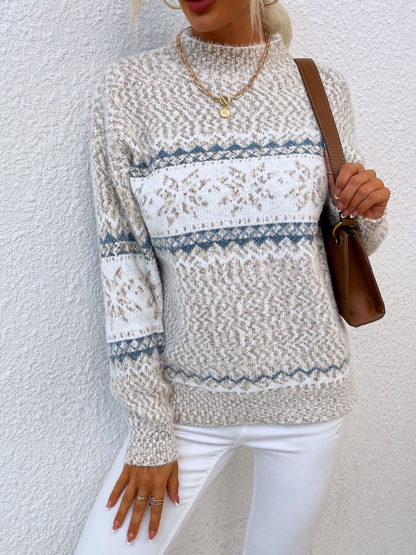 Women's Turtleneck Snowflake Sweater