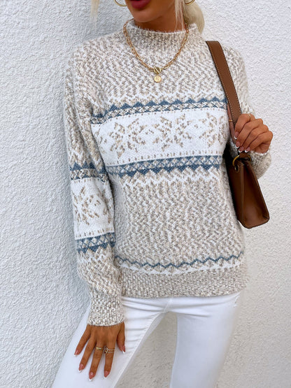 Women's Turtleneck Snowflake Sweater