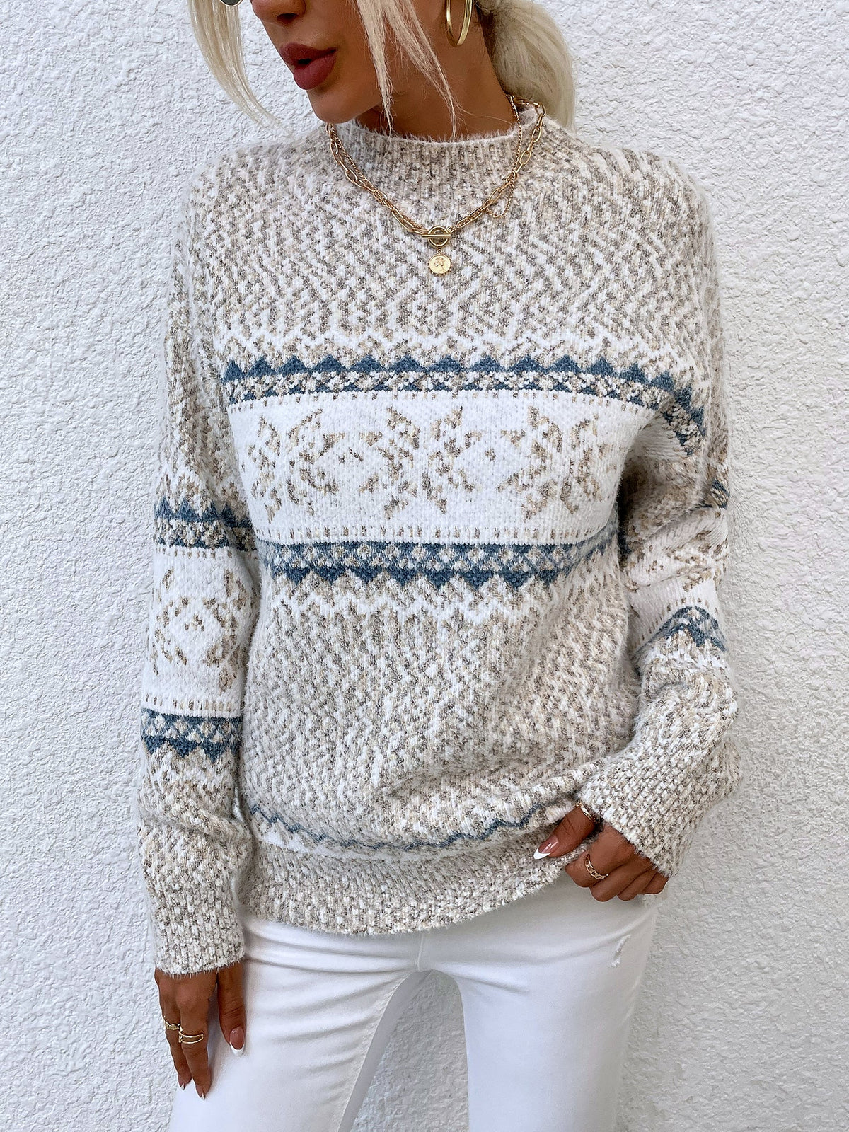Women's Turtleneck Snowflake Sweater