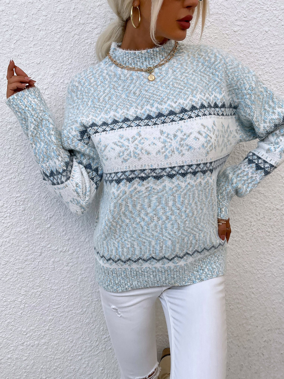 Women's Turtleneck Snowflake Sweater