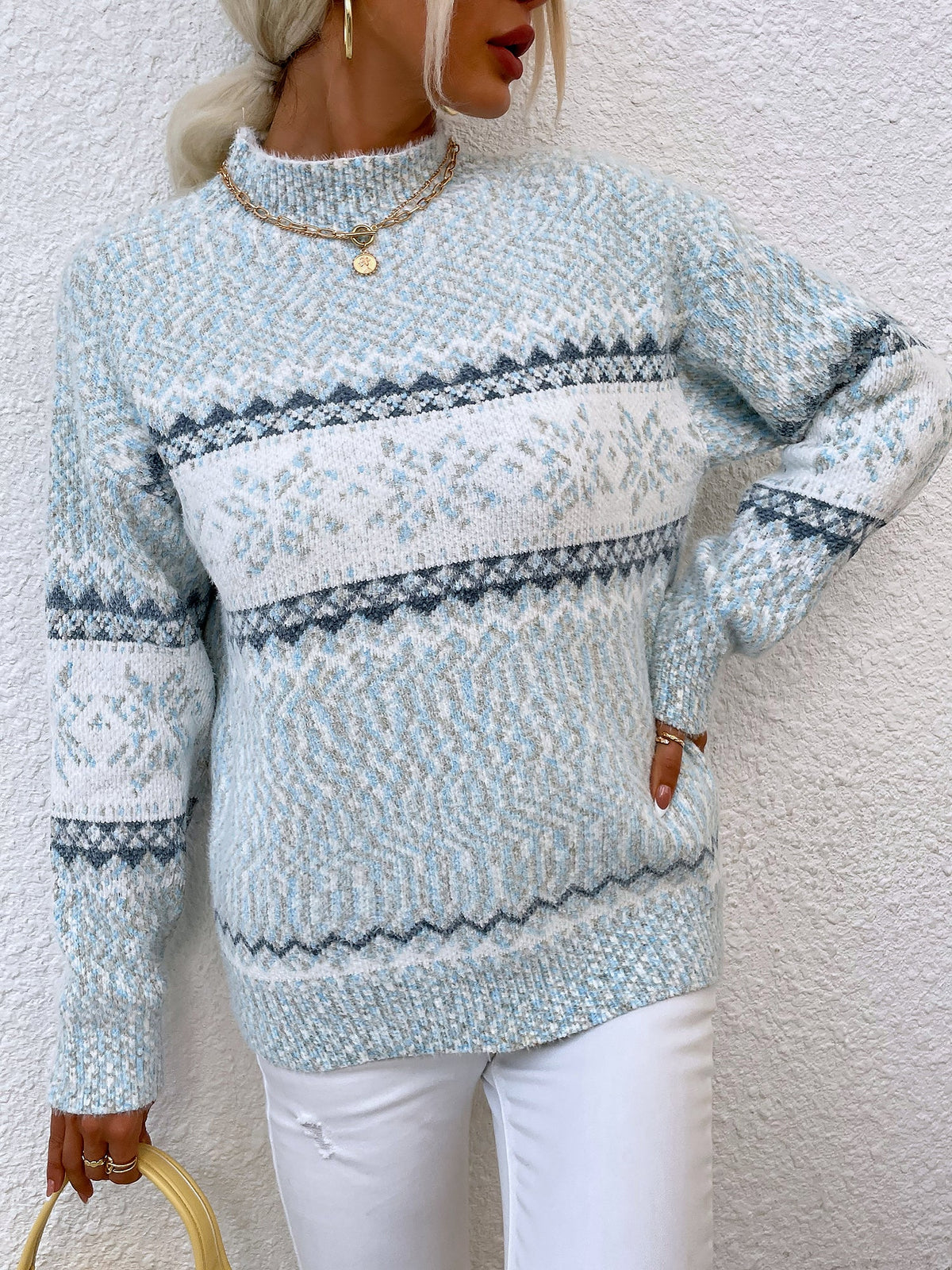 Women's Turtleneck Snowflake Sweater