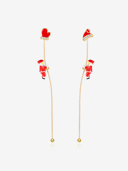 Climbing Santa Claus Asymmetrical Christmas Earrings