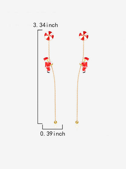 Climbing Santa Claus Asymmetrical Christmas Earrings