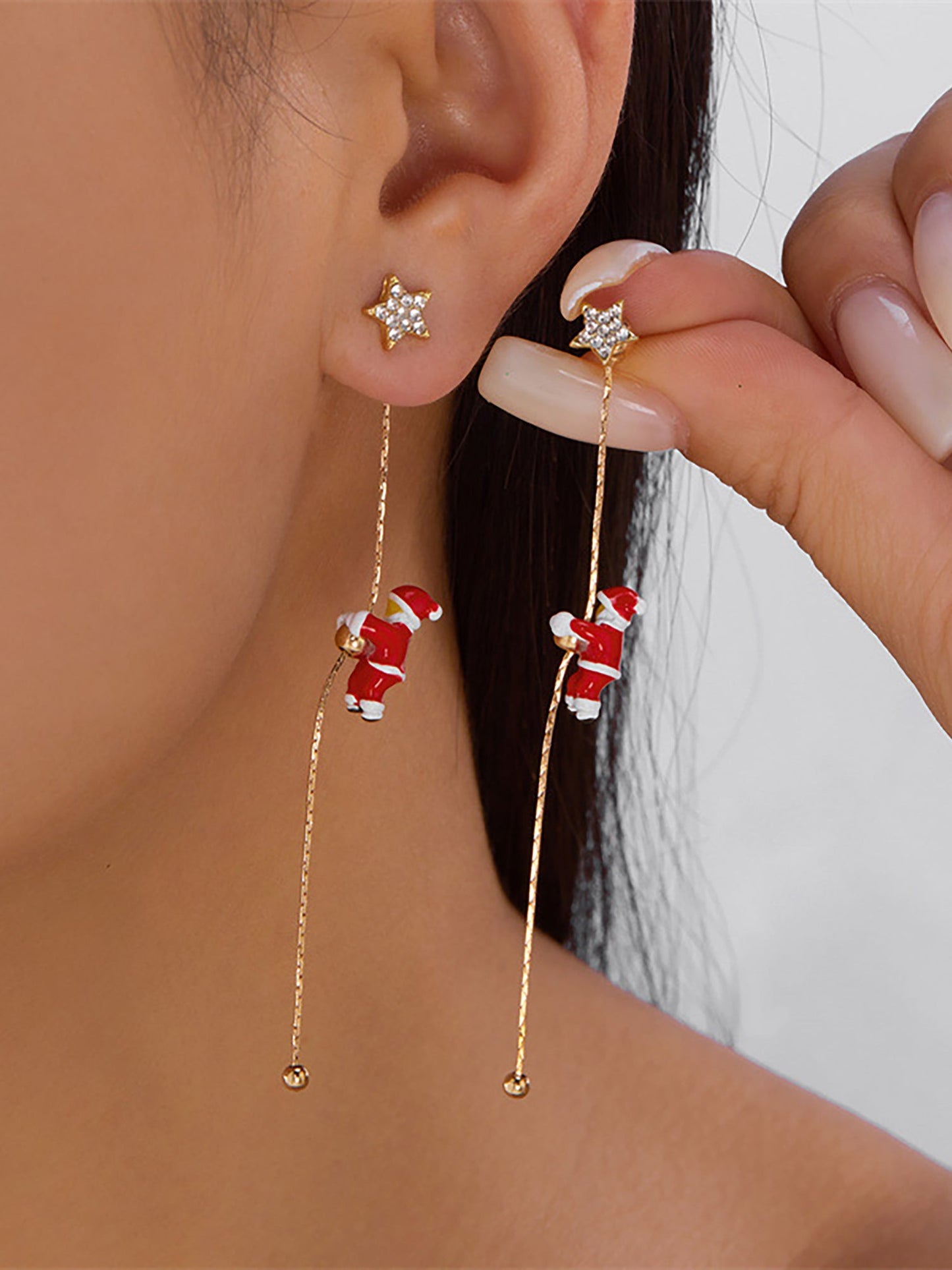 Climbing Santa Claus Asymmetrical Christmas Earrings