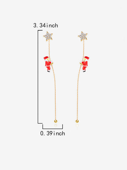 Climbing Santa Claus Asymmetrical Christmas Earrings