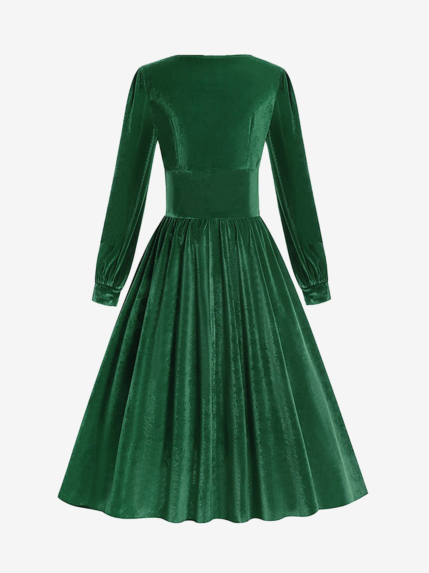 Square Neck Long Sleeve Velvet Christmas A-Line Dress