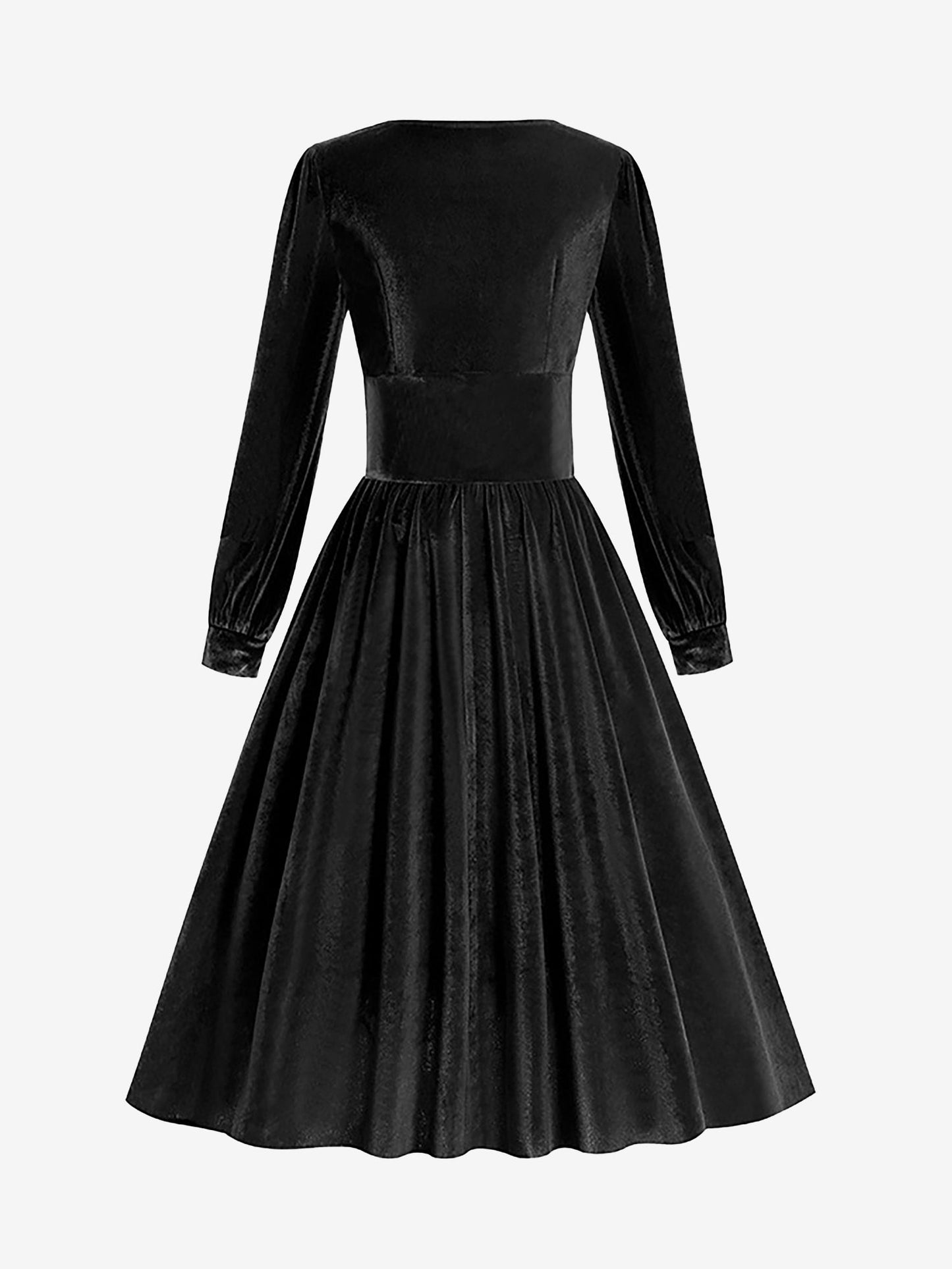 Square Neck Long Sleeve Velvet Christmas A-Line Dress