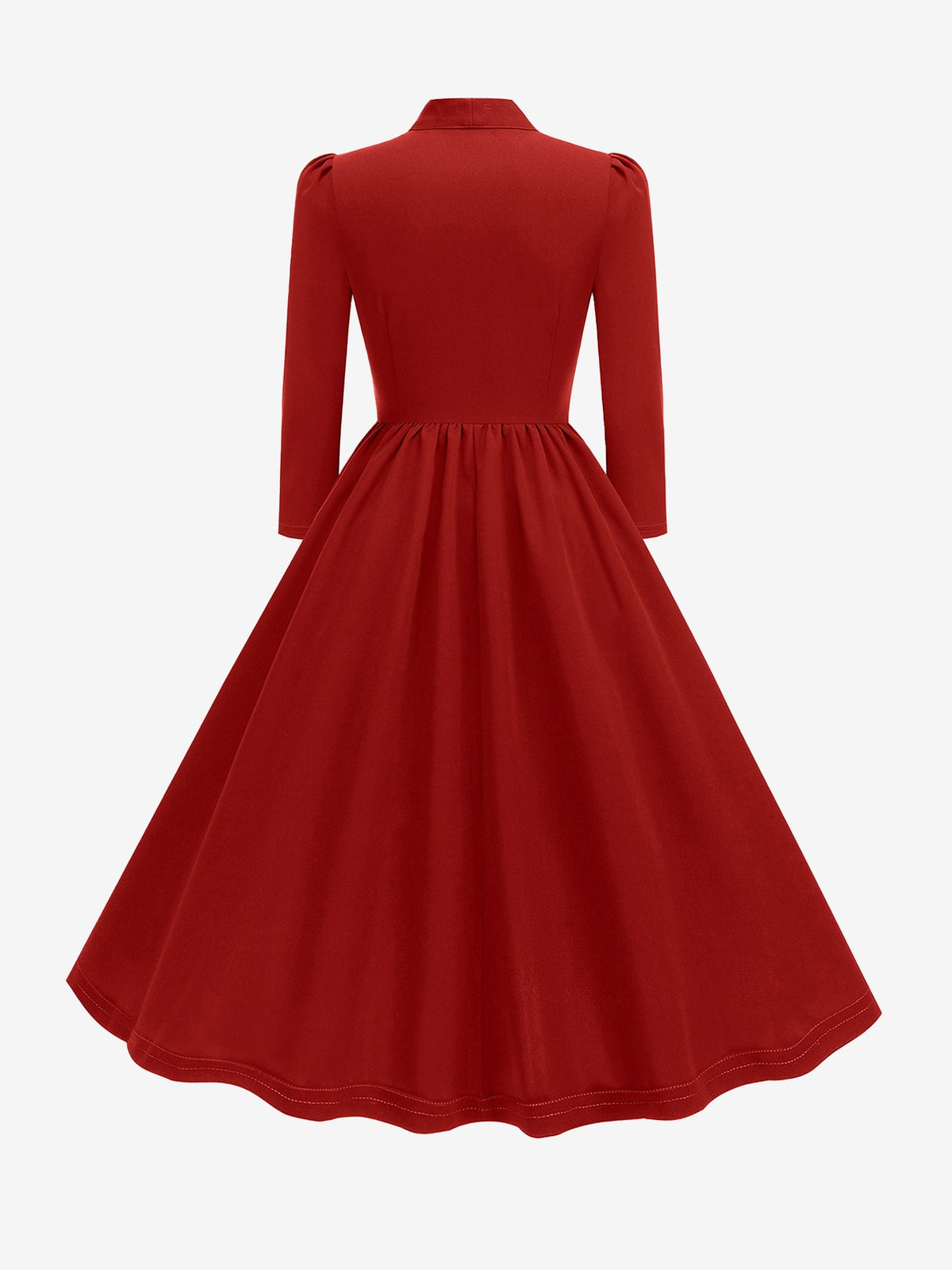 Bow Tie Neck Button Down Midi Swing Dress