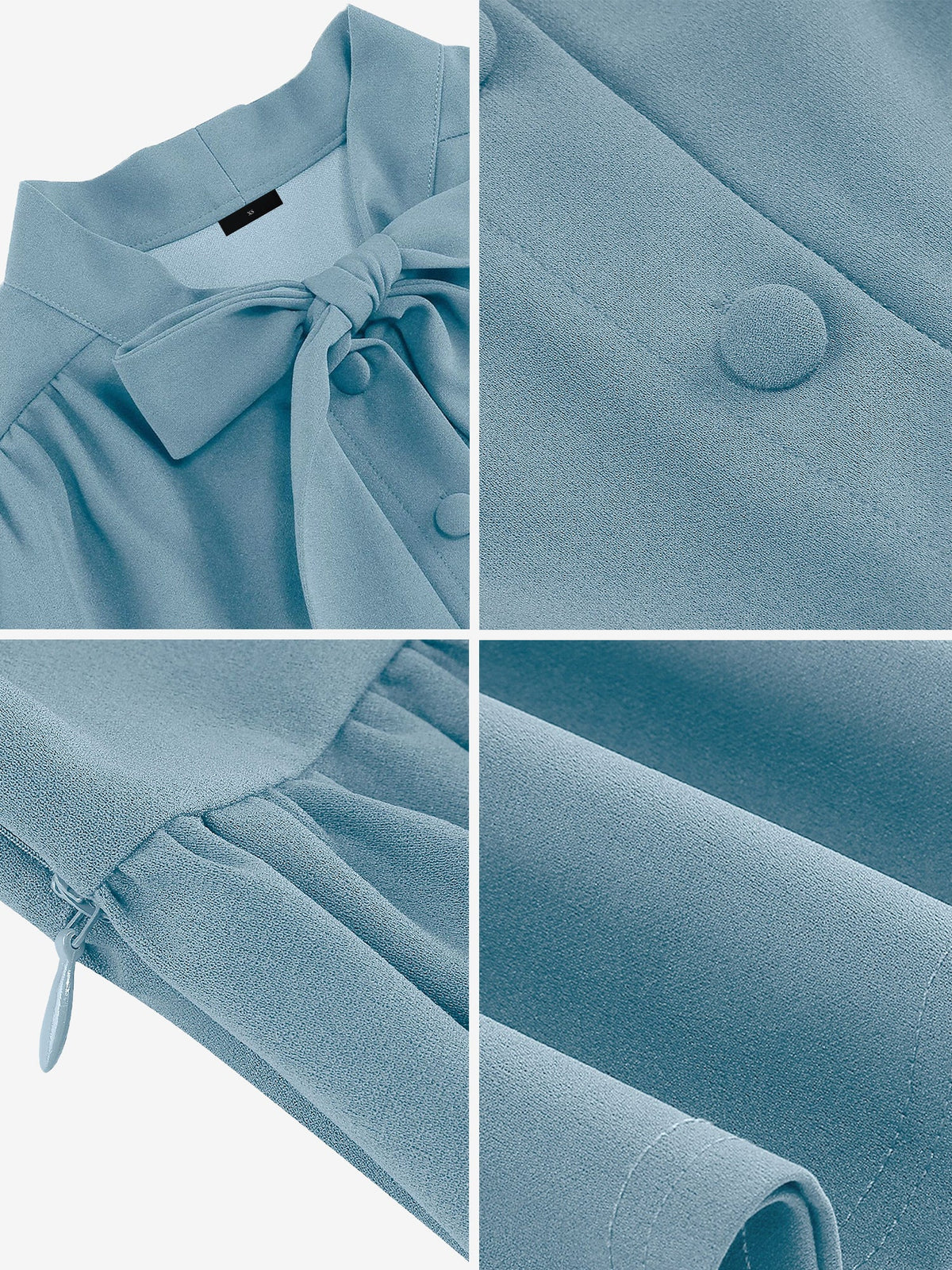 Bow Tie Neck Button Down Midi Swing Dress