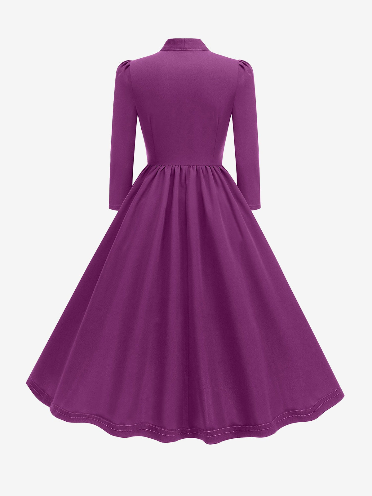 Bow Tie Neck Button Down Midi Swing Dress