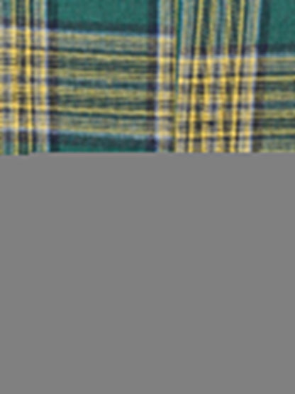 Bow Tie Neck 3/4 Sleeves Pockets Plaid A-Line Dress