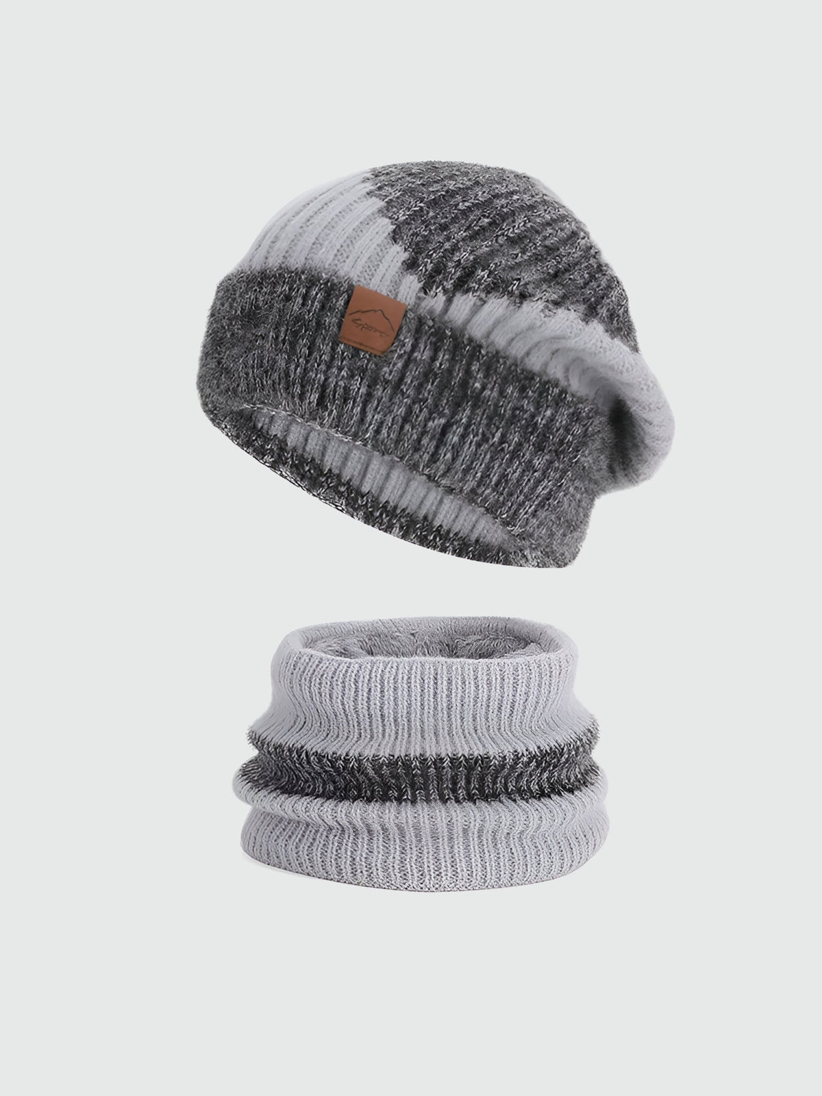 2 Pieces Knitted Beanie Hat & Scarf Set