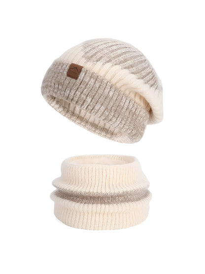 2 Pieces Knitted Beanie Hat & Scarf Set