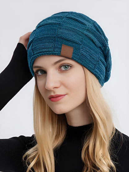 Winter Fleece-lined Knitted Beanie Hat