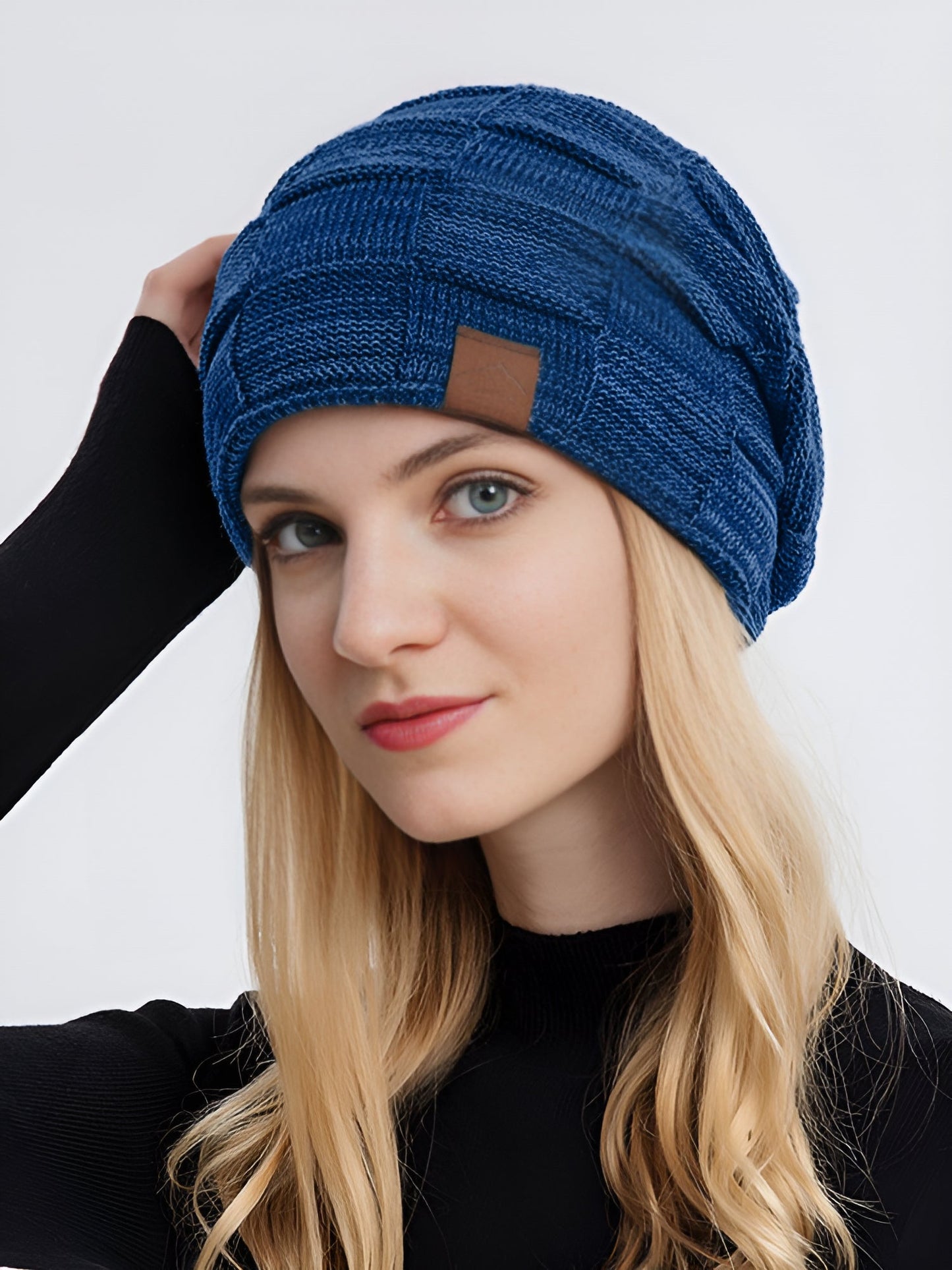 Winter Fleece-lined Knitted Beanie Hat