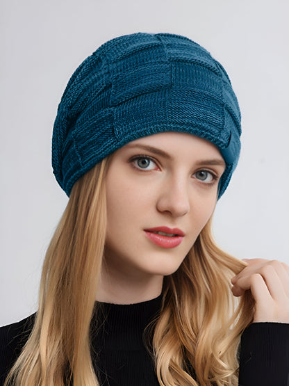 Winter Fleece-lined Knitted Beanie Hat