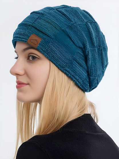 Winter Fleece-lined Knitted Beanie Hat
