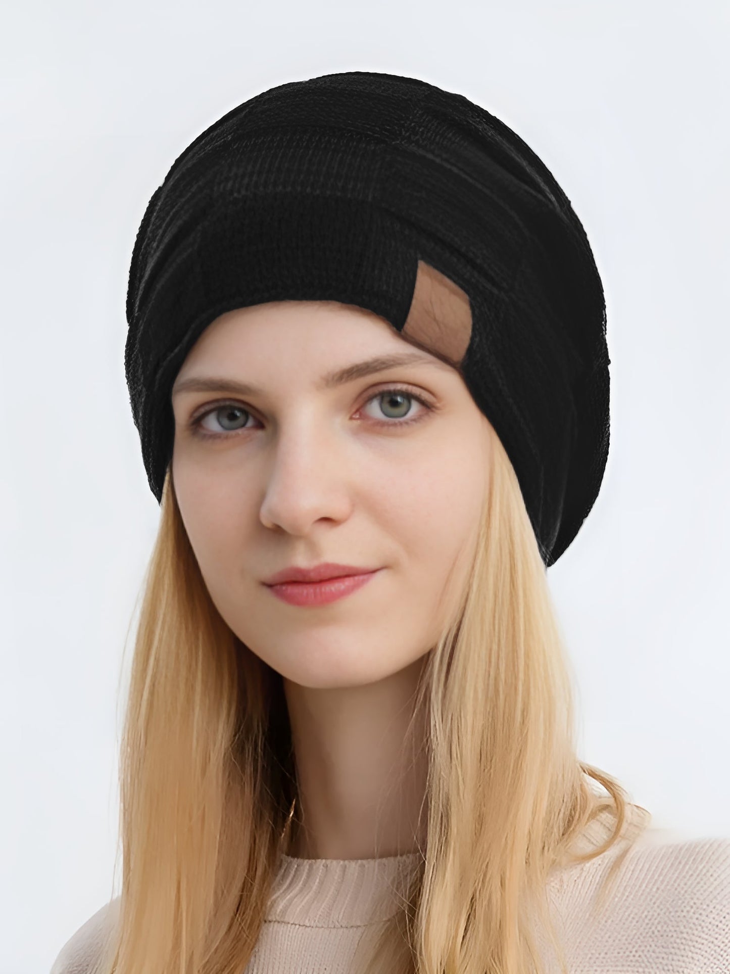 Winter Fleece-lined Knitted Beanie Hat