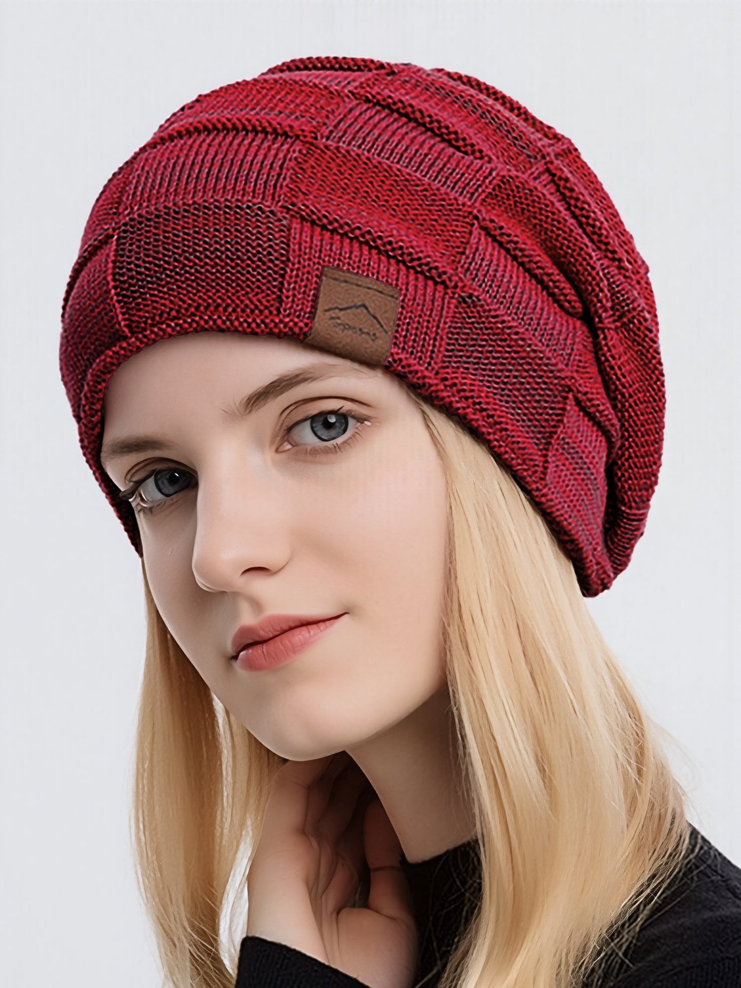 Winter Fleece-lined Knitted Beanie Hat