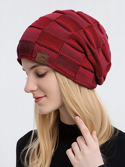 Winter Fleece-lined Knitted Beanie Hat