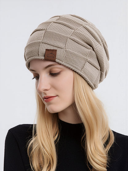 Winter Fleece-lined Knitted Beanie Hat