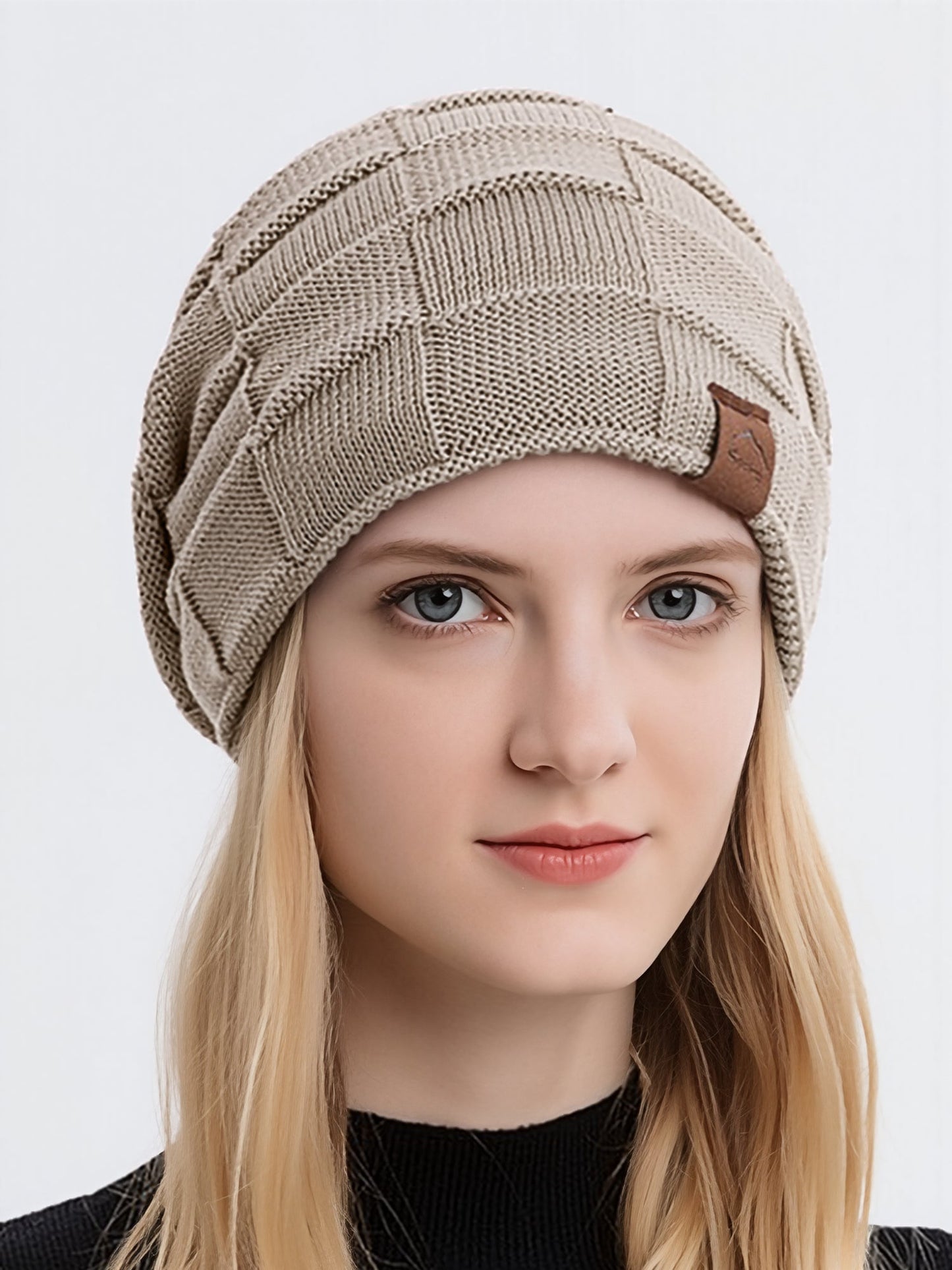 Winter Fleece-lined Knitted Beanie Hat