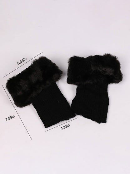 Knitted Faux Fur Leg Covers Fluffy Socks