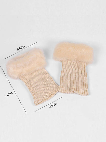Knitted Faux Fur Leg Covers Fluffy Socks