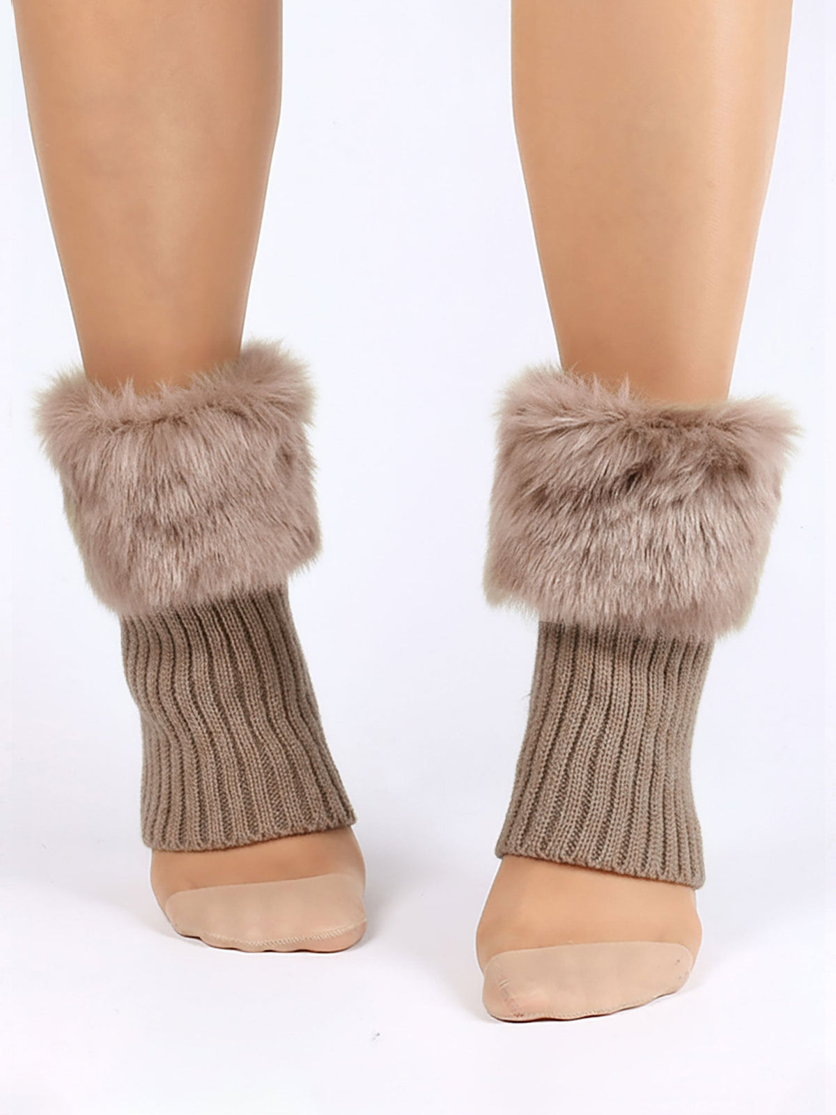Knitted Faux Fur Leg Covers Fluffy Socks