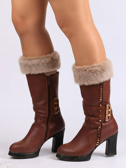 Knitted Faux Fur Leg Covers Fluffy Socks