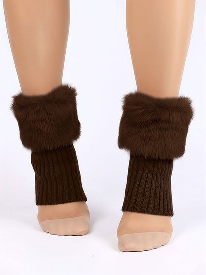 Knitted Faux Fur Leg Covers Fluffy Socks