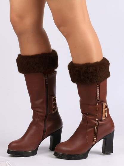 Knitted Faux Fur Leg Covers Fluffy Socks