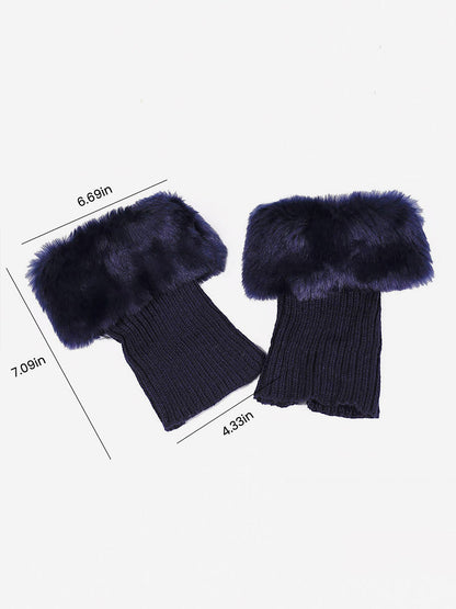 Knitted Faux Fur Leg Covers Fluffy Socks