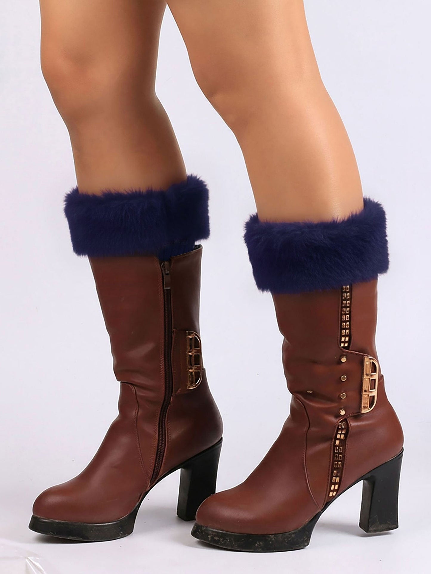 Knitted Faux Fur Leg Covers Fluffy Socks
