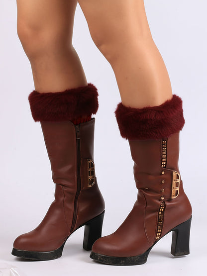 Knitted Faux Fur Leg Covers Fluffy Socks