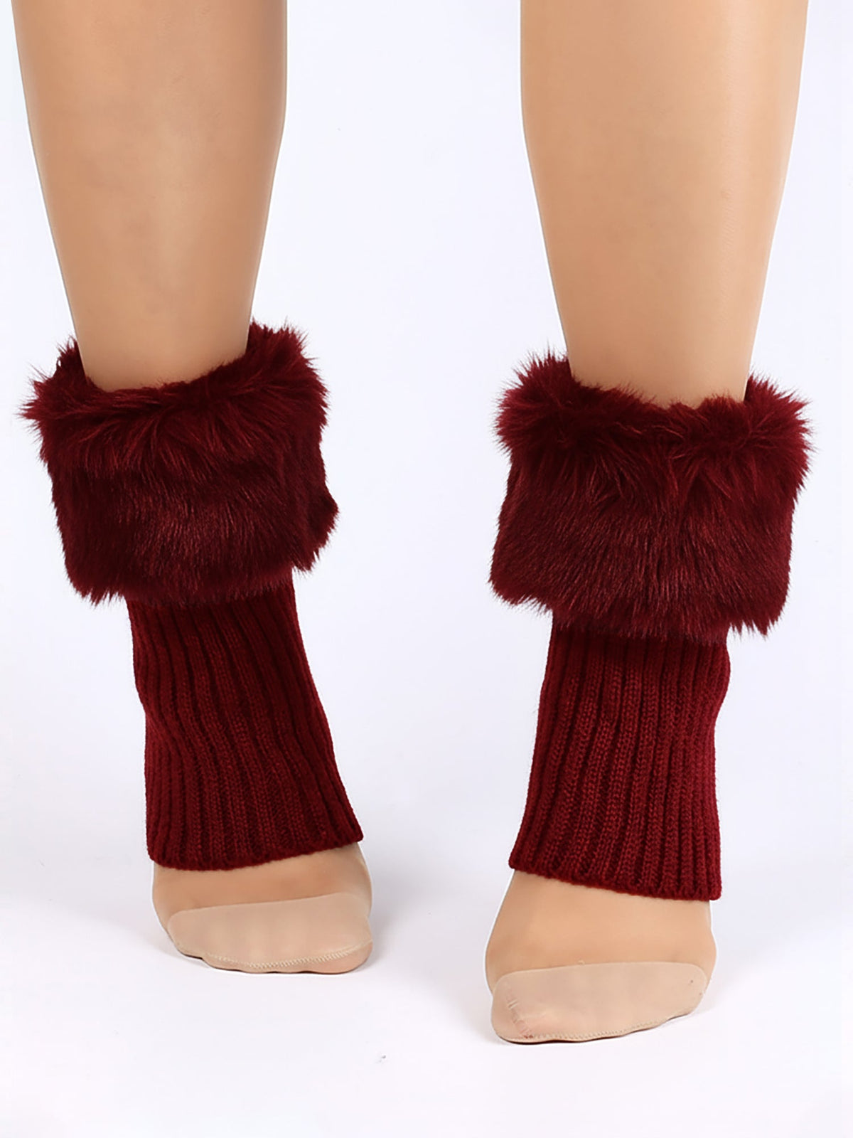 Knitted Faux Fur Leg Covers Fluffy Socks