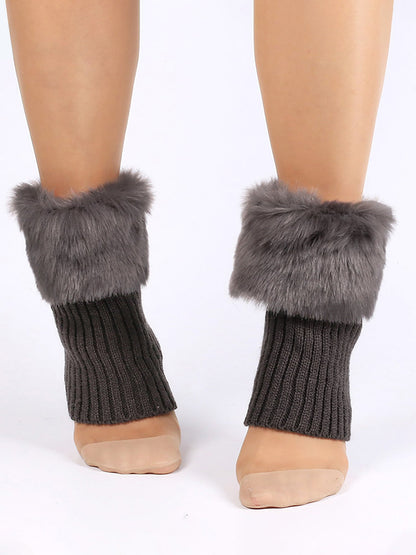 Knitted Faux Fur Leg Covers Fluffy Socks