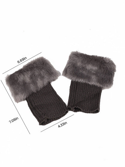 Knitted Faux Fur Leg Covers Fluffy Socks