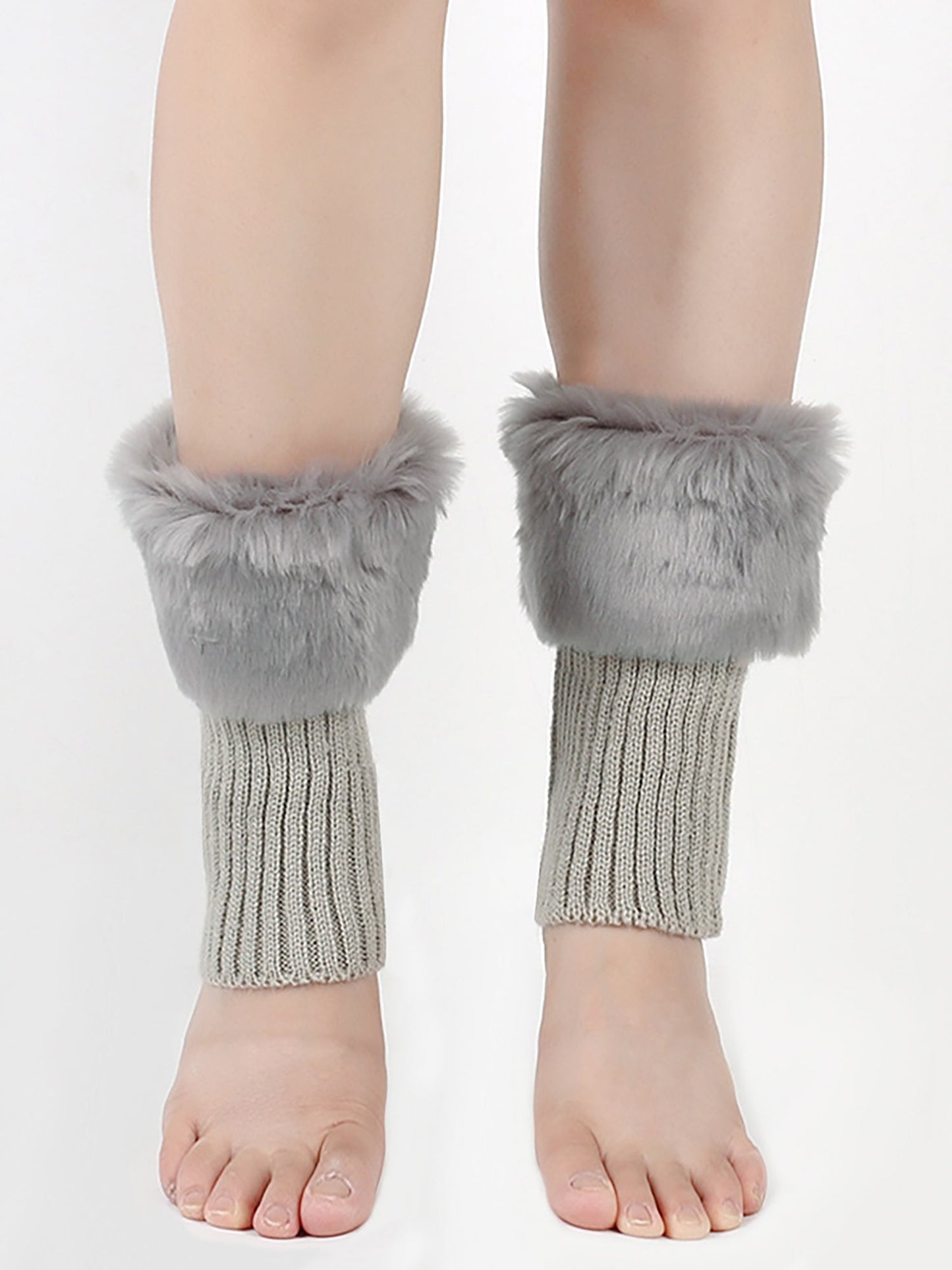Knitted Faux Fur Leg Covers Fluffy Socks