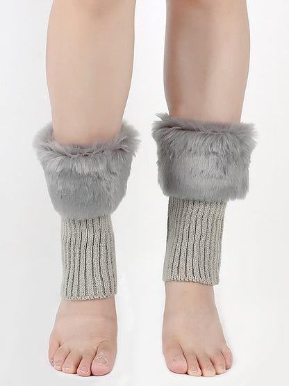 Knitted Faux Fur Leg Covers Fluffy Socks