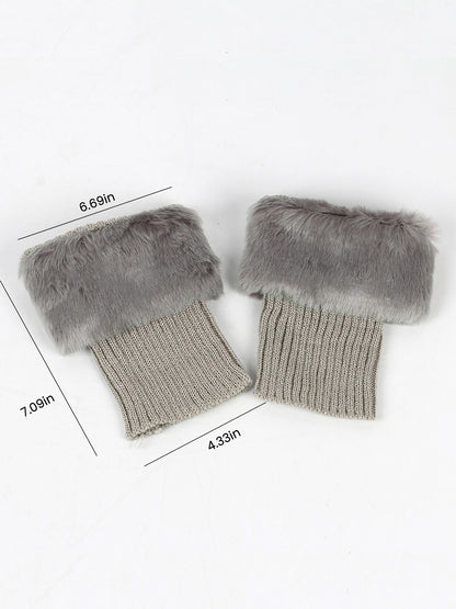 Knitted Faux Fur Leg Covers Fluffy Socks