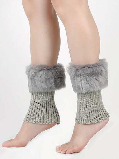 Knitted Faux Fur Leg Covers Fluffy Socks