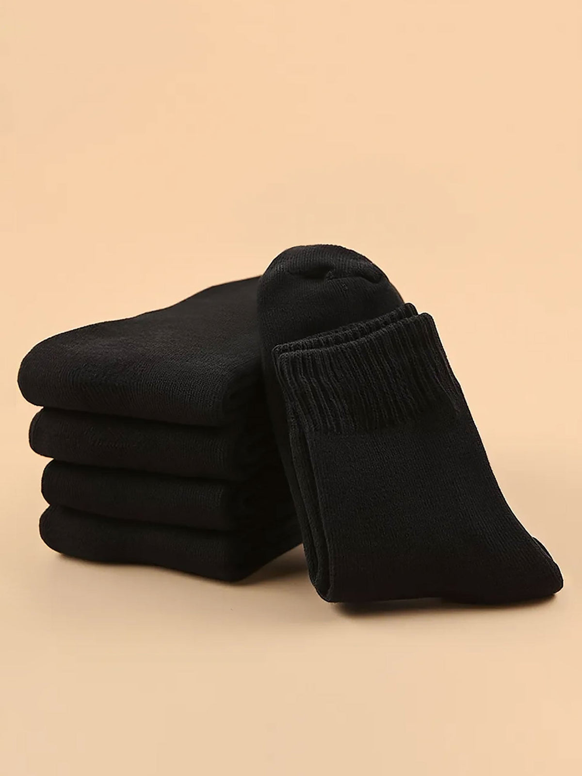5 Pairs Thickened Warm Solid Color Mid-Calf Socks