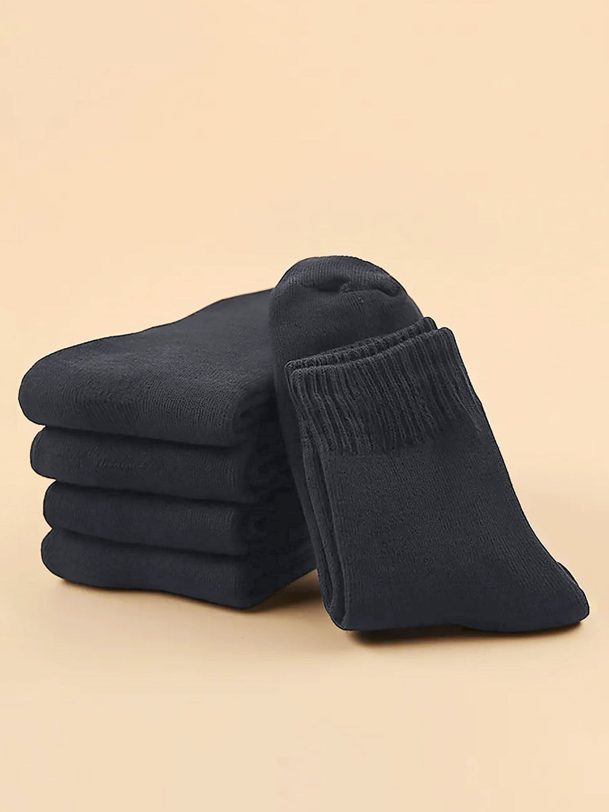 5 Pairs Thickened Warm Solid Color Mid-Calf Socks