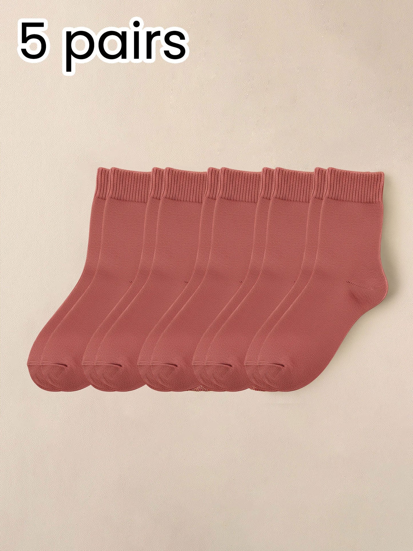 5 Pairs Thickened Warm Solid Color Mid-Calf Socks