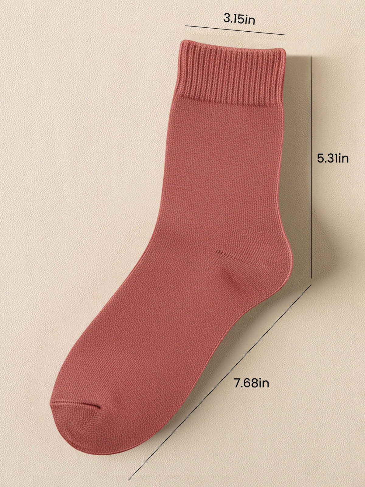 5 Pairs Thickened Warm Solid Color Mid-Calf Socks