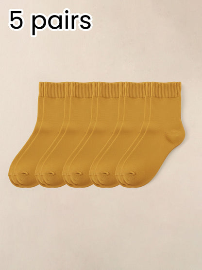 5 Pairs Thickened Warm Solid Color Mid-Calf Socks